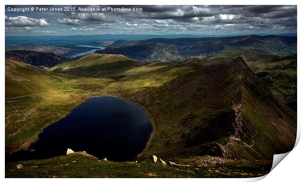  View from the summit of Helvellyn Print by Peter Jones