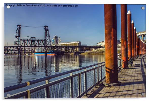  Steel Bridge, Portland, Oregon Acrylic by Hans Franchesco