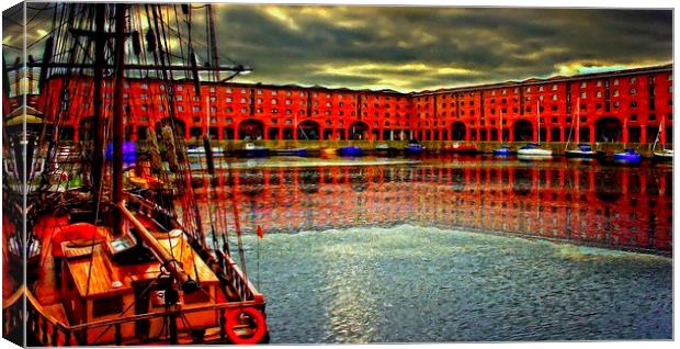 A digitally constructed painting of Albert Dock  Canvas Print by ken biggs