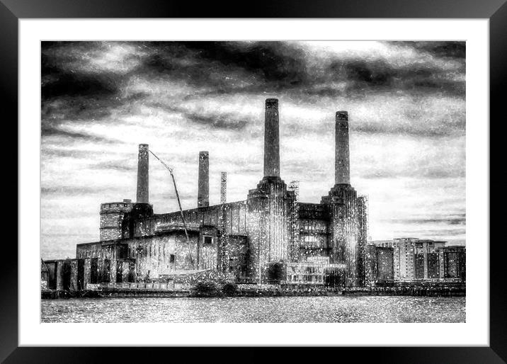 Battersea Power-Station London Snow Framed Mounted Print by David Pyatt