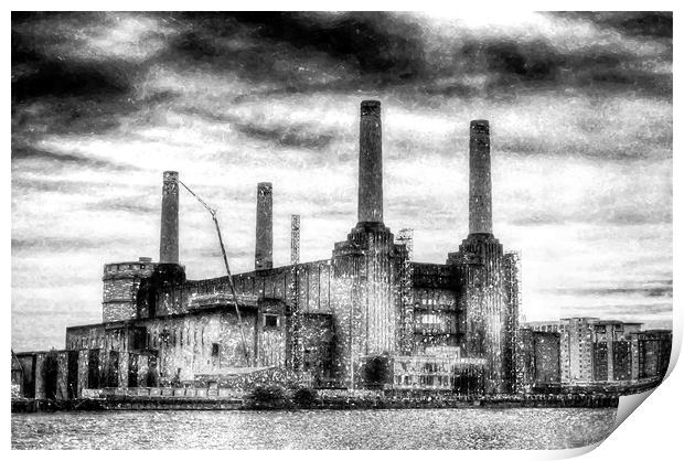 Battersea Power-Station London Snow Print by David Pyatt