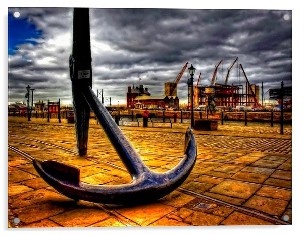  large anchor in Albert Dock Liverpool UK Acrylic by ken biggs