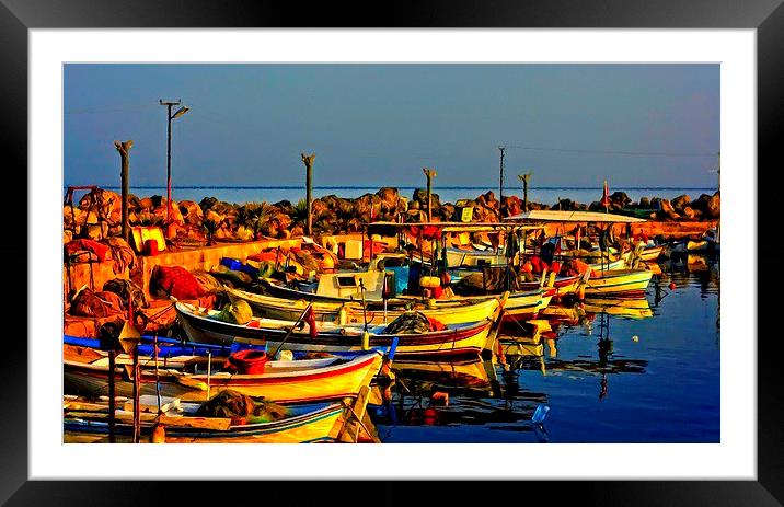 Small fishing boats in harbour Framed Mounted Print by ken biggs