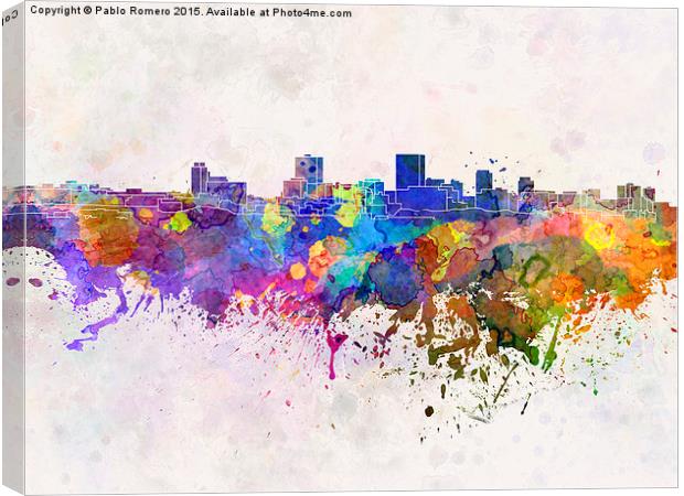 Anchorage skyline in watercolor background Canvas Print by Pablo Romero