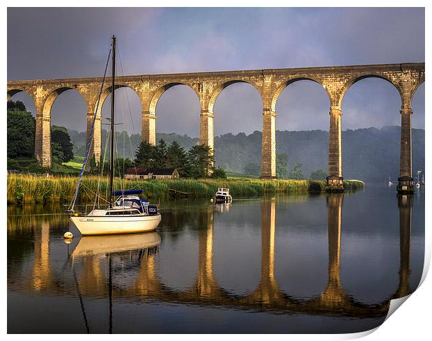 Calstock Viaduct and River Tamar Reflections Print by Darren Galpin
