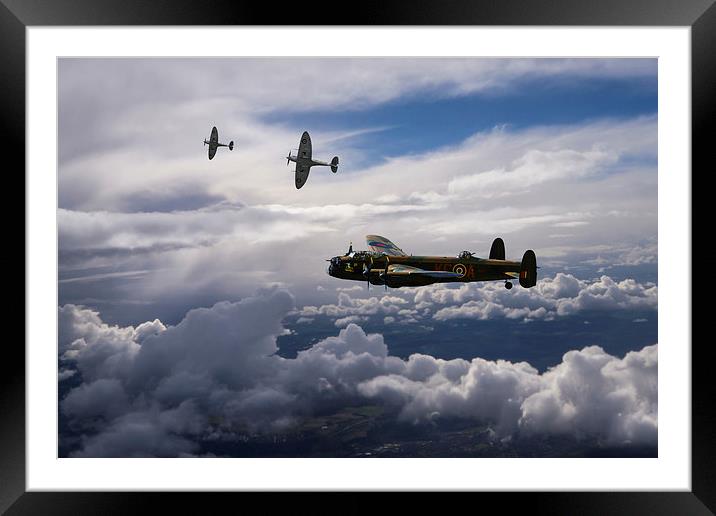 Spitfire escort for Lancaster Bomber Framed Mounted Print by Oxon Images