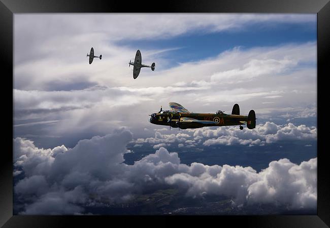 Spitfire escort for Lancaster Bomber Framed Print by Oxon Images