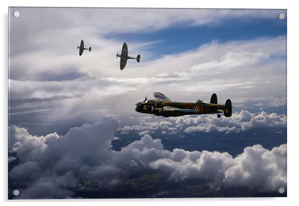 Spitfire escort for Lancaster Bomber Acrylic by Oxon Images