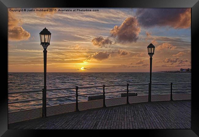  Sunset from Worthing Pier Framed Print by Justin Hubbard