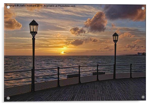  Sunset from Worthing Pier Acrylic by Justin Hubbard