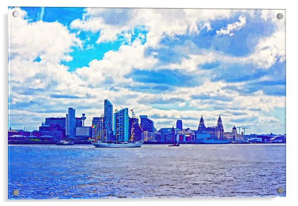 A digitally constructed painting of Liverpool wate Acrylic by ken biggs
