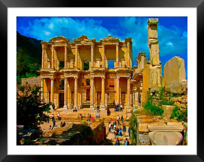 The Library of Celsus in Ephesus Framed Mounted Print by ken biggs