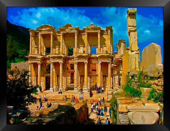 The Library of Celsus in Ephesus Framed Print by ken biggs