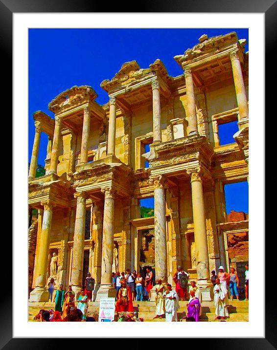 The Library of Celsus in Ephesus Framed Mounted Print by ken biggs