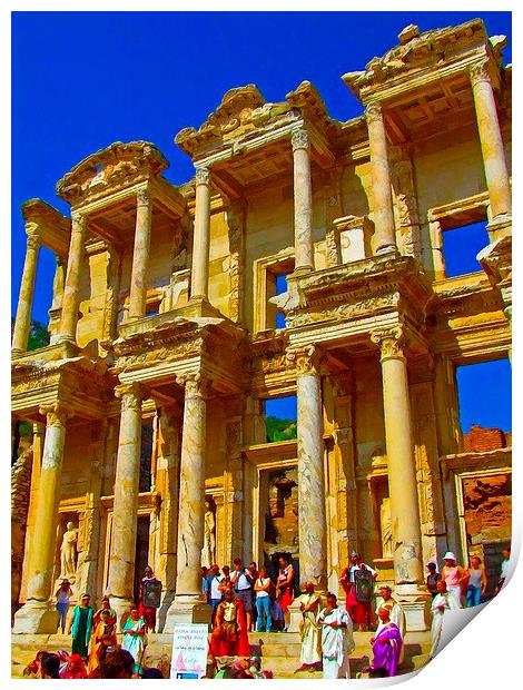 The Library of Celsus in Ephesus Print by ken biggs