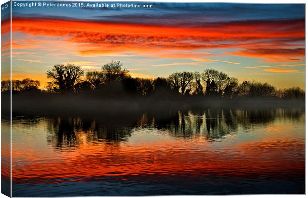  Reservoir Winter sunset Canvas Print by Peter Jones