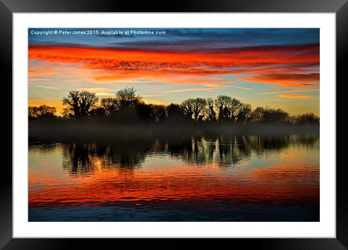  Reservoir Winter sunset Framed Mounted Print by Peter Jones