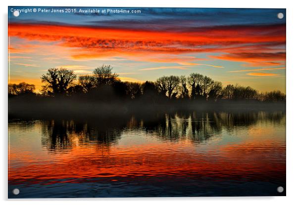  Reservoir Winter sunset Acrylic by Peter Jones