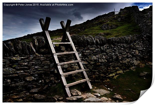  Lake District stile to the "Hole in the Wall". Print by Peter Jones