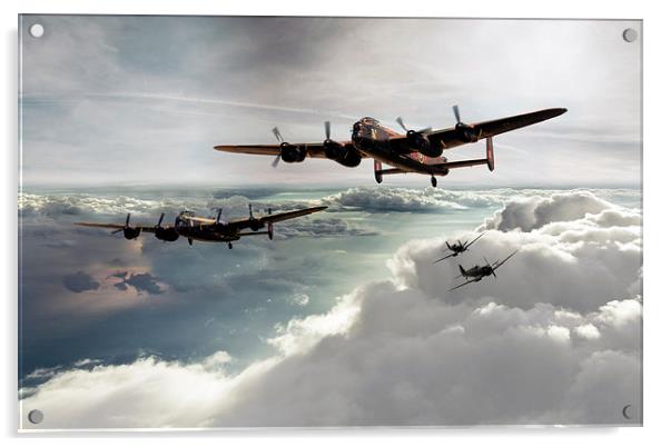 Lancasters and Spitfires  Acrylic by J Biggadike