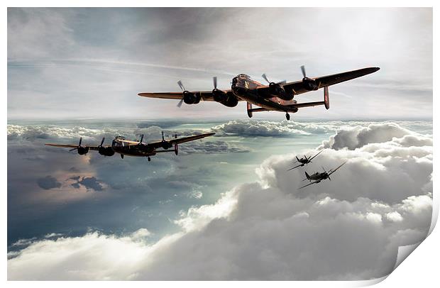 Lancasters and Spitfires  Print by J Biggadike