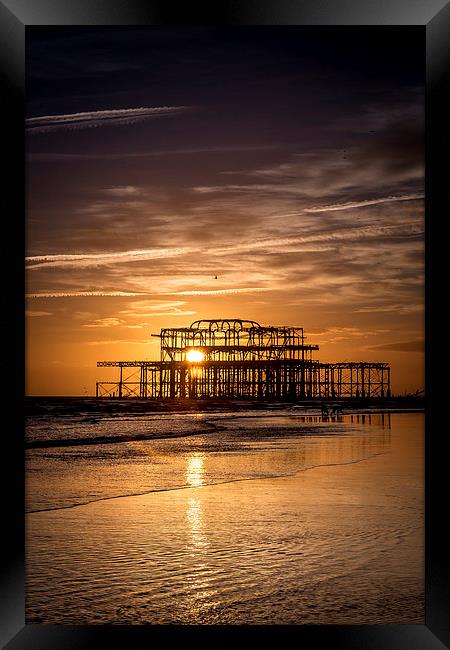  Brighton West Pier Sunset Framed Print by Simon West