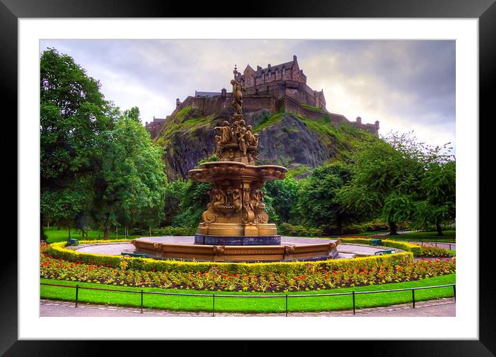 Fountain and Castle Framed Mounted Print by Tom Gomez