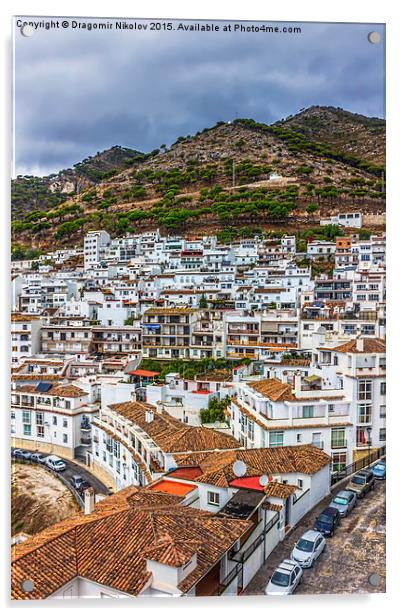 White village Mijas in Malaga, Spain Acrylic by Dragomir Nikolov