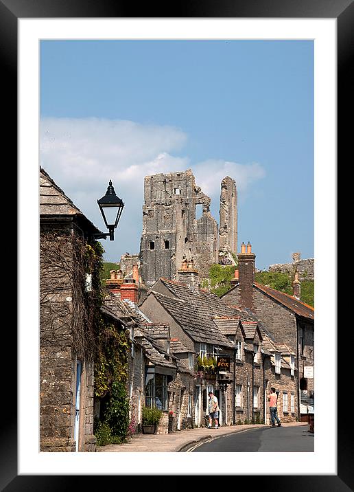  Corfe Castle and Village. Framed Mounted Print by Irene Burdell