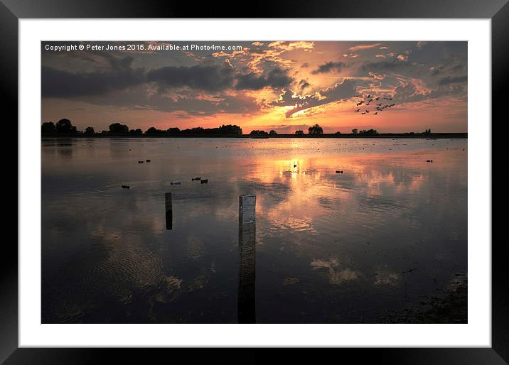 Sunset over Startops End Reservoir  Framed Mounted Print by Peter Jones