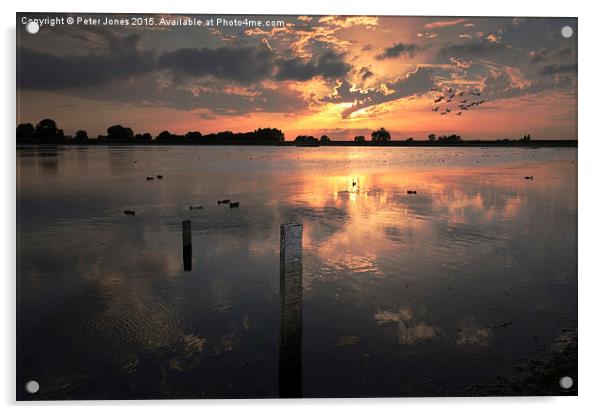 Sunset over Startops End Reservoir  Acrylic by Peter Jones