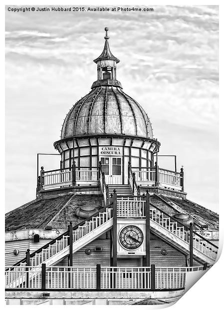  Eastbourne Pier, Camera Obscura (Greyscale) Print by Justin Hubbard