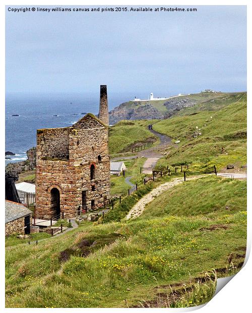  Levant Tin Mine, Cornish Industry Print by Linsey Williams