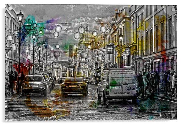  Greenwich in the rain Acrylic by sylvia scotting