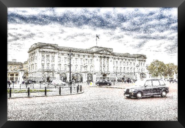  Buckingham Palace Snow Framed Print by David Pyatt