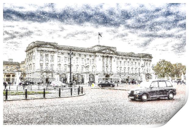  Buckingham Palace Snow Print by David Pyatt