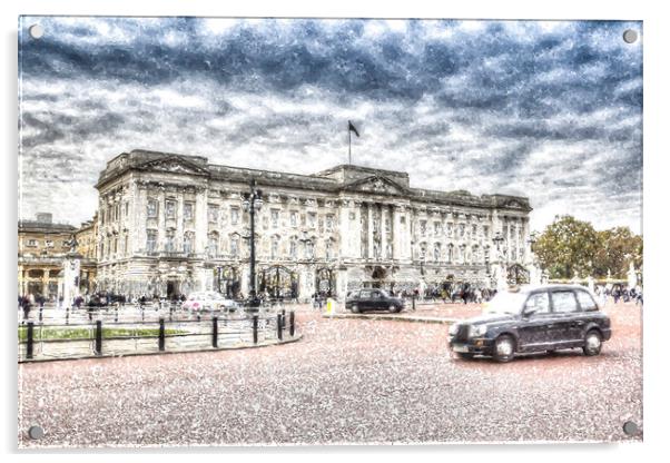  Buckingham Palace Snow Acrylic by David Pyatt