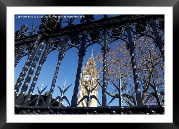  Big Ben through the railings Framed Mounted Print by Sally Lloyd