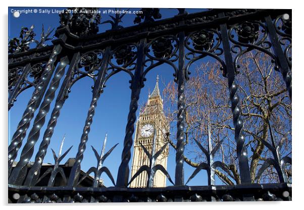  Big Ben through the railings Acrylic by Sally Lloyd