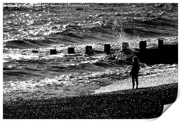  Beach at dusk Print by steve akerman