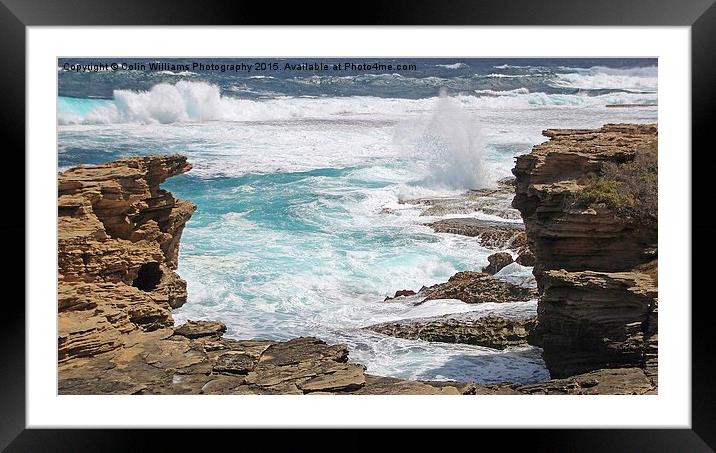  Rocks And Breaking Waves Framed Mounted Print by Colin Williams Photography