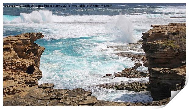 Rocks And Breaking Waves Print by Colin Williams Photography