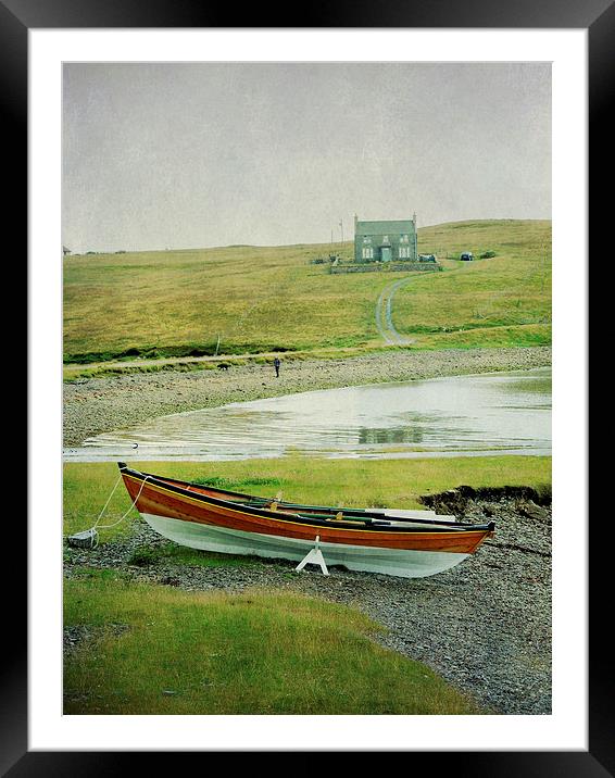  boat, beach and house Framed Mounted Print by Heather Newton