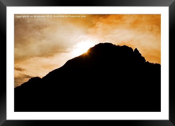 Sunset over hill at Lake Jasna Framed Mounted Print by Ian Middleton
