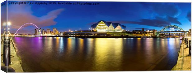  Newcastle & Gateshead Quayside Panorama Canvas Print by Paul Appleby