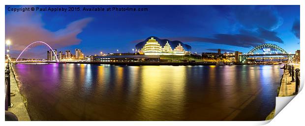  Newcastle & Gateshead Quayside Panorama Print by Paul Appleby