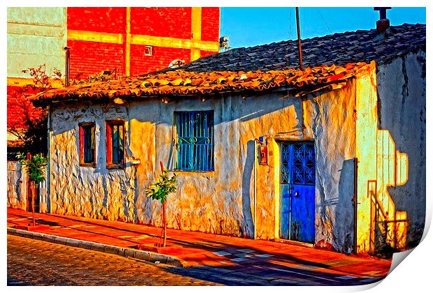 A digitally constructed painting a Turkish village Print by ken biggs