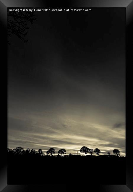Silhouetted Trees Framed Print by Gary Turner