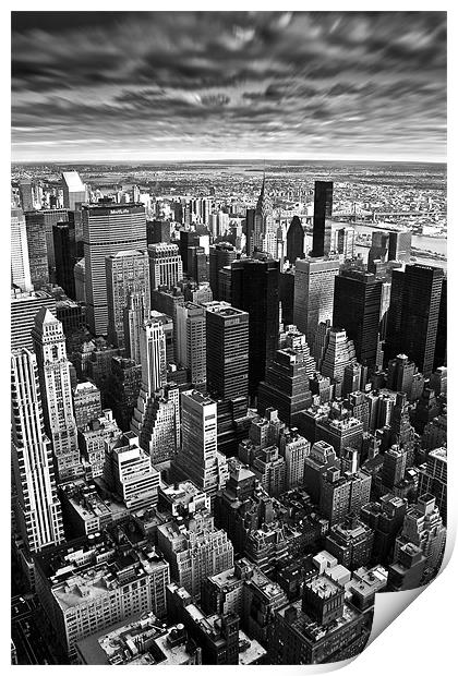 View from the Empire State Building in Black and W Print by Simon Gladwin