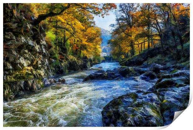 Autumn River Valley  Print by Ian Mitchell
